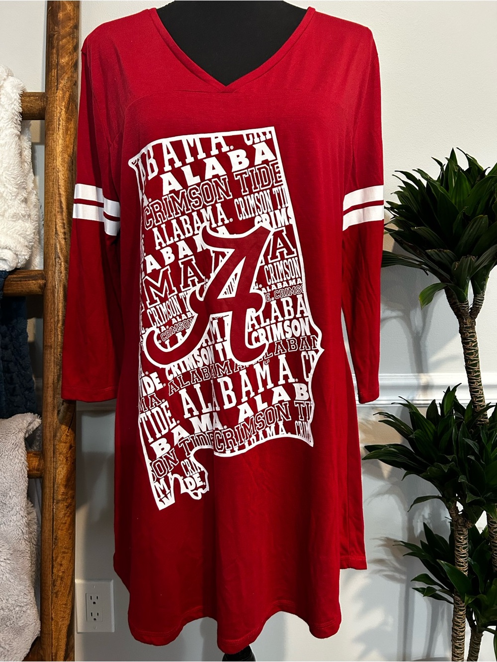 University of Alabama Crimson Red Nightshirt - V-Neck Sleepwear
